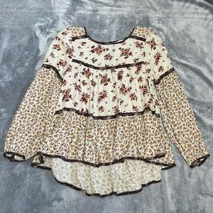 American Eagle Peasant Boho Style Top Floral Print Size S